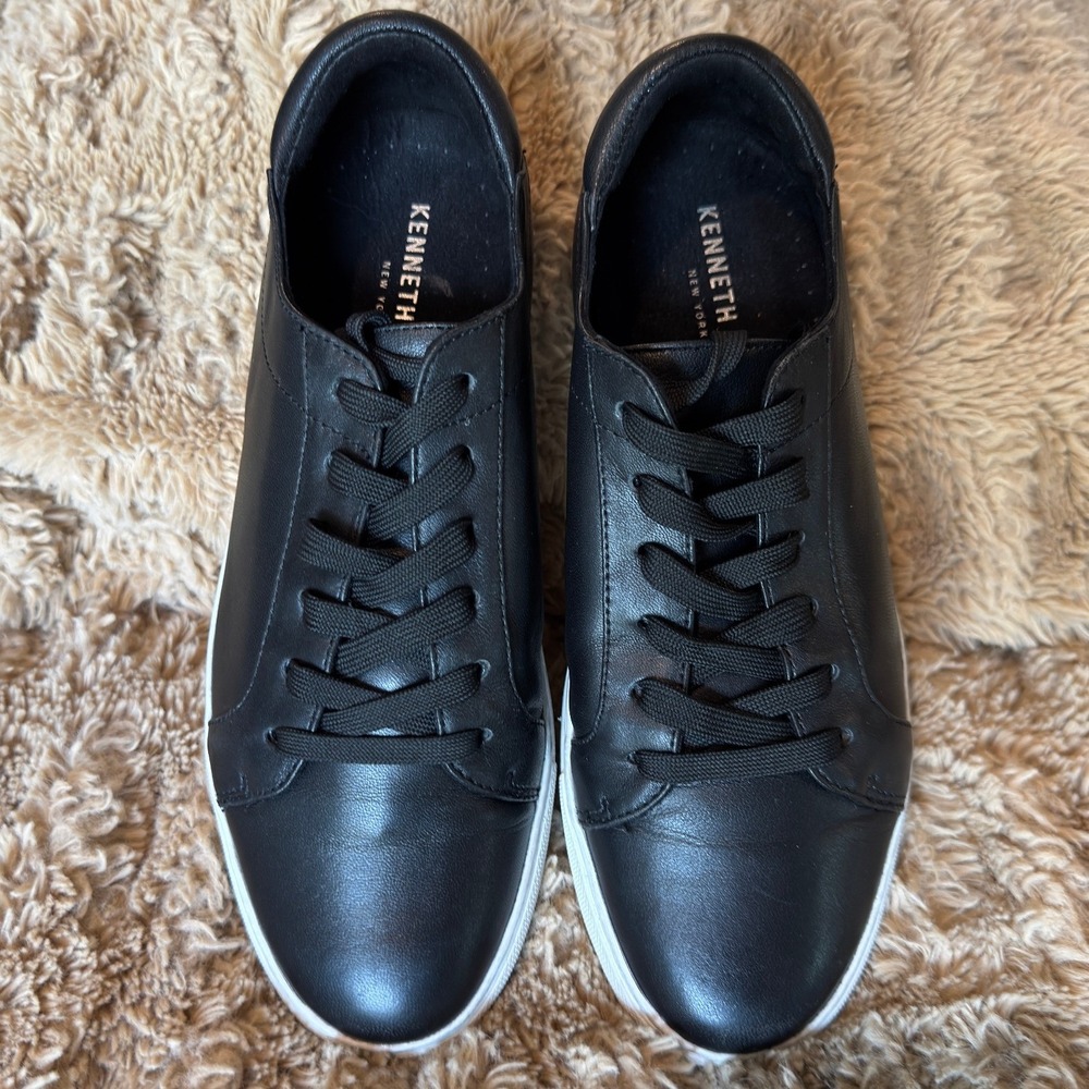 Kenneth Cole New York Kam Pride Black Leather Rainbow Stripe Sneakers Women's 7M